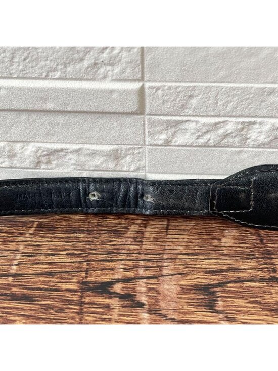 Celine Leather Triomphe Logo Gold Belt Black